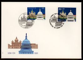 1991, FDC, Gemeinschaftsausgabe Schweiz/USA (Nr. 811)