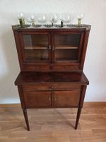 Secrétaire-cabinet ancien acajou, plateau marbre