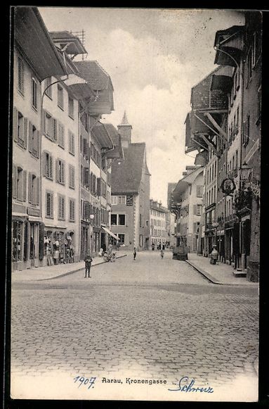 Cartes postales: AK Aarau, Geschäfte in der Kronengasse – D'occasion à Berlin par bartko-reher