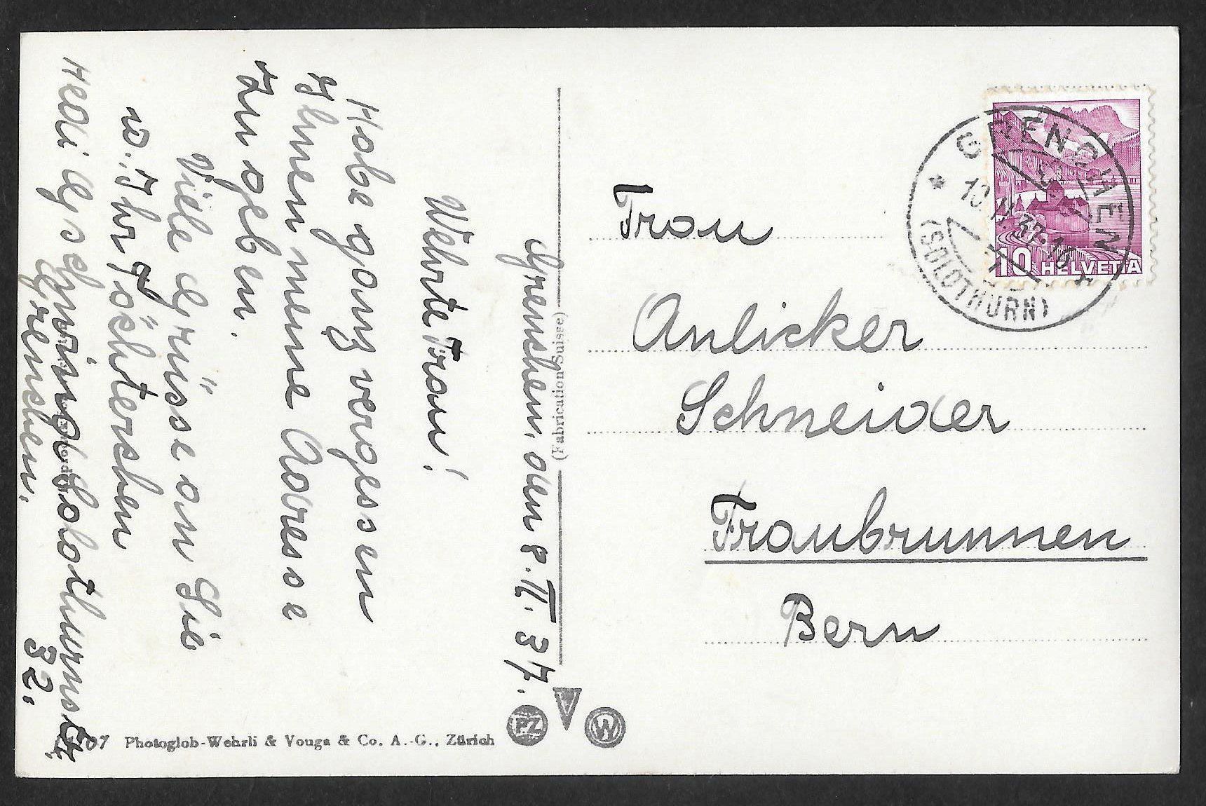 Cartoline postali: Grenchen Teilansicht mit Brunnen – Usato da Olten venduto da clotaldi 1