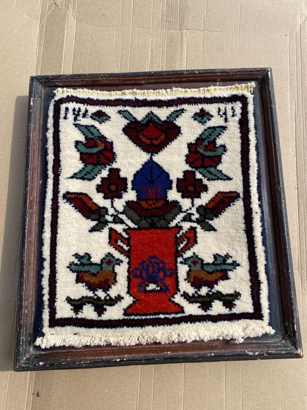 Tappeti: alter Hamadan Teppich 28x23cm mit Rahmen‪ – Usato da Vacallo venduto da cri_229f