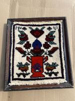alter Hamadan Teppich 28x23cm mit Rahmen‪