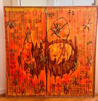 Abstraktes Gemälde «Feuergebirge» – Orange/Gold, 100 x100 cm