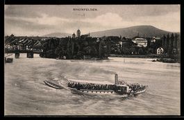 AK Rheinfelden, Dampfschiff auf dem Rhein, Ortsansicht mit B