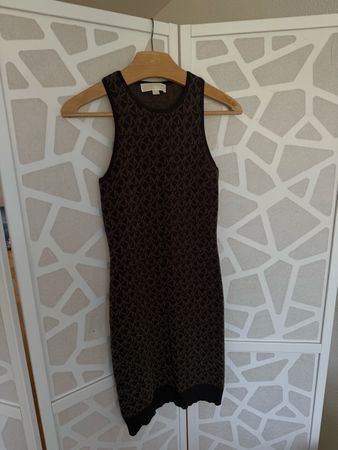 Michael Kors Strickkleid – Gr. 1 – Logo-Print – Braun