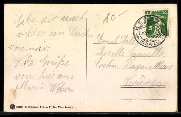 Cartoline postali: Kerns, Dorfansicht mit Kirche und Bergku – Usato da Berlin venduto da bartko-reher 1