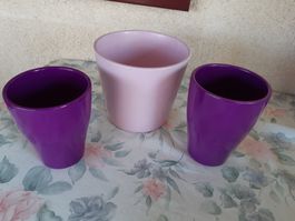 3 schöne Blumentöpfe