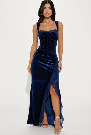 Robe longue en velours 
