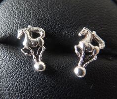 Silber 925 Ohrstecker Pony Zirkuspferd auf Ball 10 mm