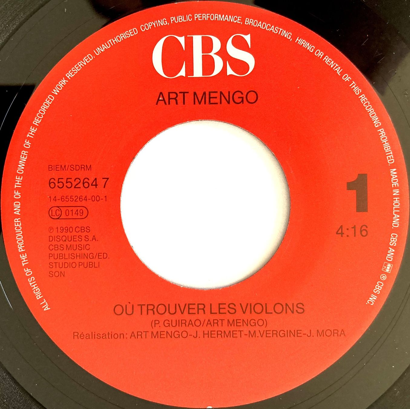 Dischi in vinile: ART MENGO - OU TROUVER LES VIOLONS – Usato da Bottens venduto da hotter-than-hell 2