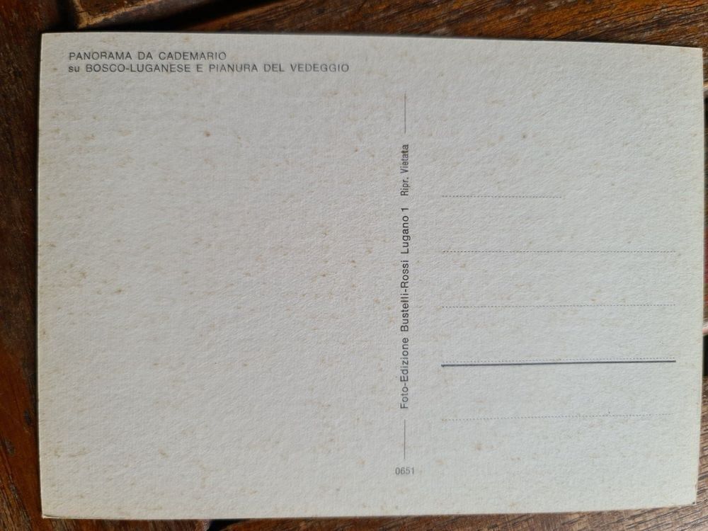 Cartoline postali: Ansichtskarte Panorama de Cademario – Usato da Dintikon venduto da Vexi 1