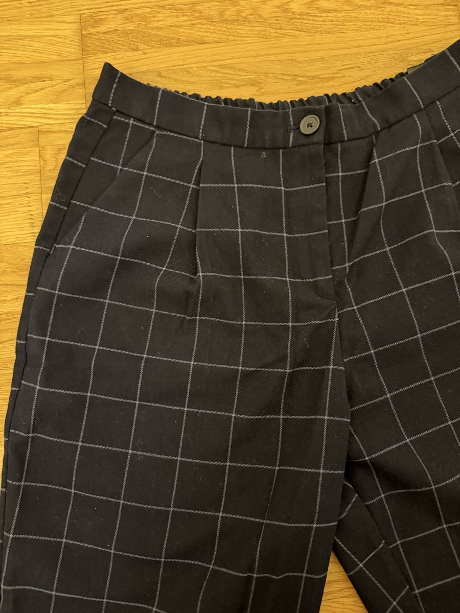 Monki Pantaloni: Monki Trousers Navy Check Pattern – Usato da Zürich venduto da mha_mx9n 4