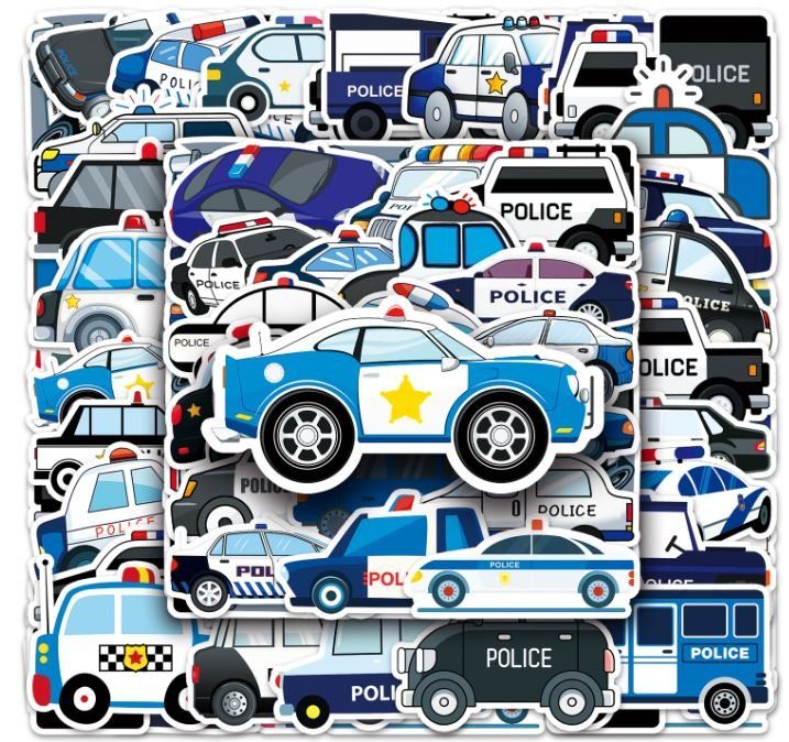 50 tlg Stickerset Polizei Police Blaulicht Basteln Kinder (Neu und ...