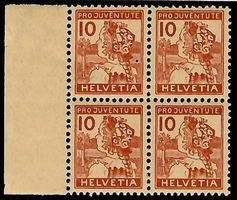 1915, J3**, Viererblock Luzernerli postfr., Attest (15865)