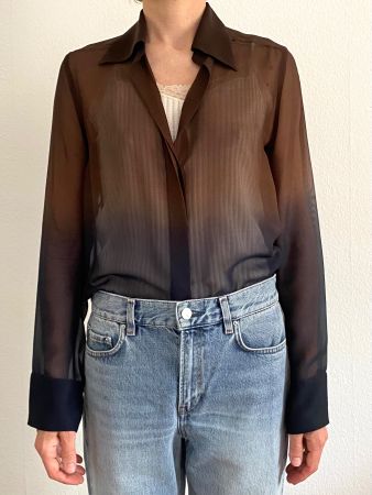 GUCCI Vintage Frauenbluse, Braun/Schwarz