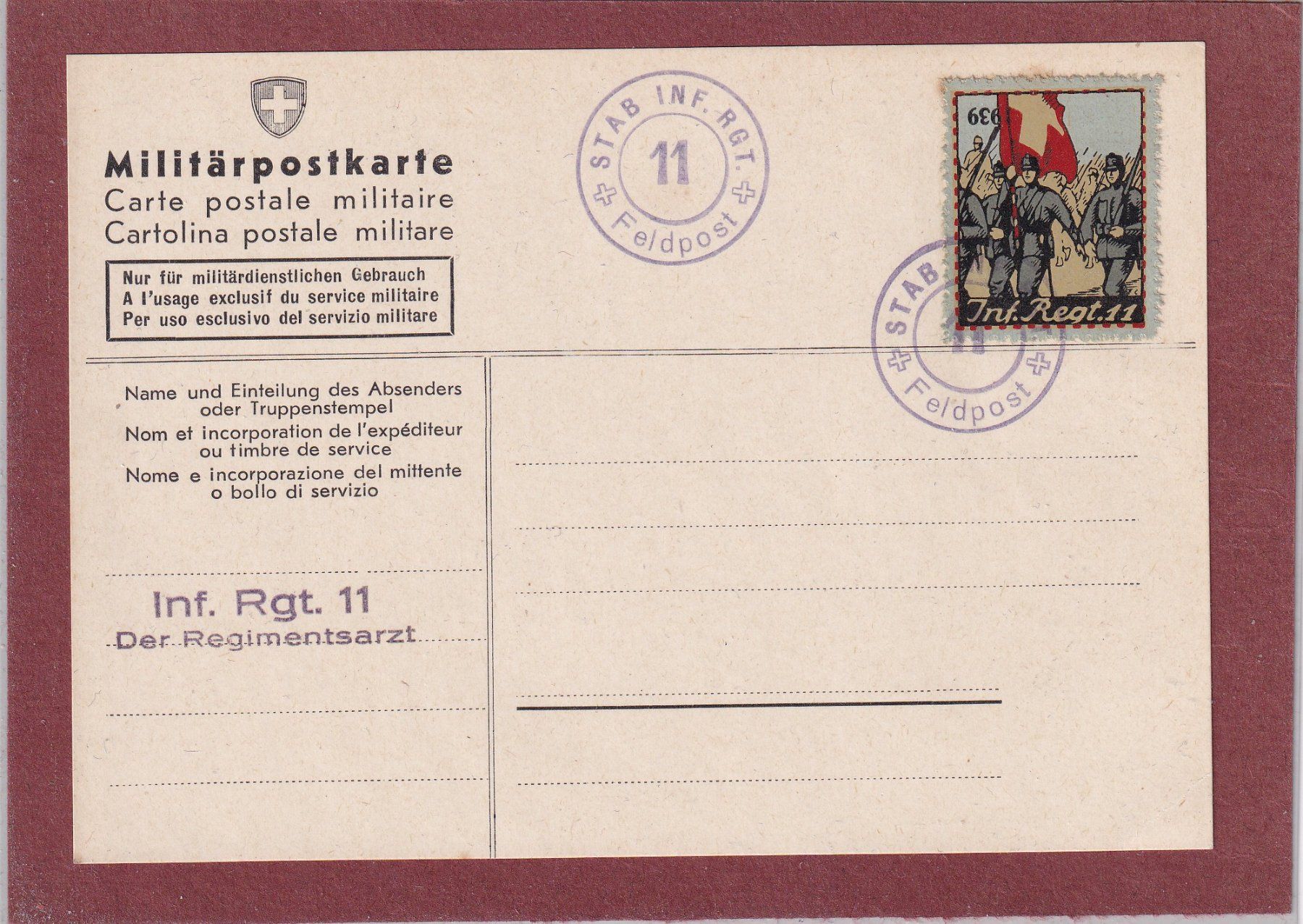 Cartes postales: Carte postale militaire -1939/1940 – D'occasion à Orvin par Pyaeschli
