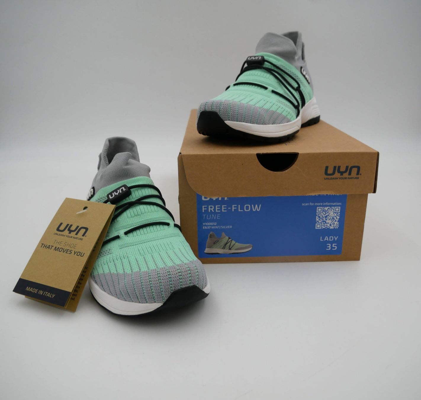 Damenschuhe: UYN FREE-FLOW TUNE, MINT/SILVER, GR. 35 – Neu (gemäss Beschreibung) aus Winterthur von Restwert_Winterthur 1