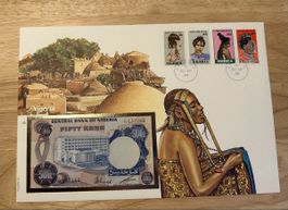 Banknoten Brief aus Nigeria 50 Kobo Banknote