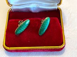✨ Boutons de Manchette Vintage 1930 – Jade & Doré