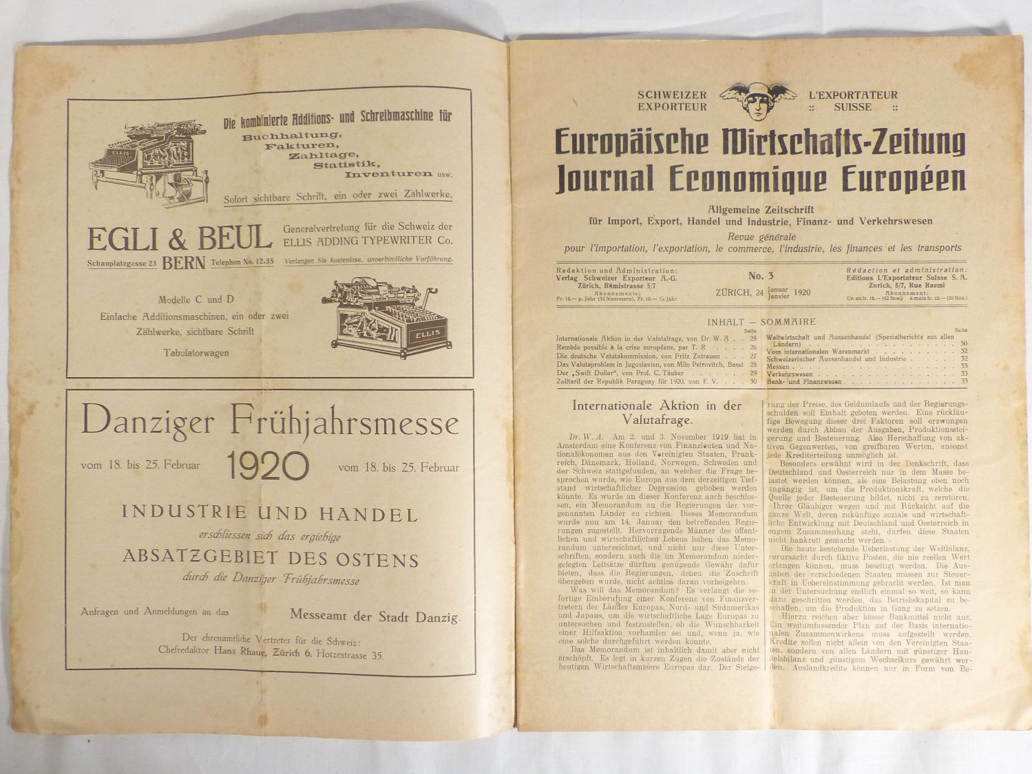 Riviste & Magazine: Schweizerische Wirtschafts Zeitung von 1920 – Usato da Zürich venduto da botschinski 6
