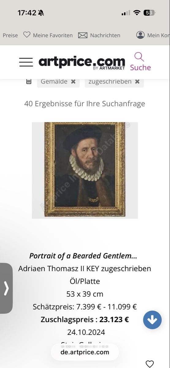 Gemälde: Museales Porträt 16.jh. – Gebraucht aus Emmenbrücke von Antikvogel 7