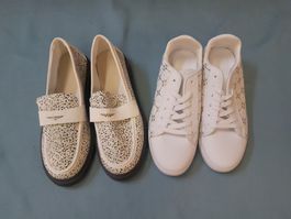 2 PAAR SCHUHE SNEAKER UND HALBSCHUH GRÖSSE 40 WEISS NEU
