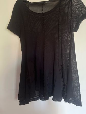 Netzshirt Rundholz BL Baumwolle S Lagenlook schwarz transpar
