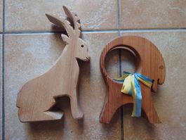 Lot artisanat bois sculpture Bouquetins 
