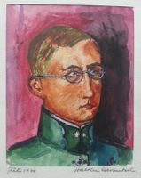 Bild Gemälde Aquarell: W. Rickenbach Schweizer Offizier 1930