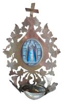 Weihwasserfegäss Porzellanmedaillon Madonna