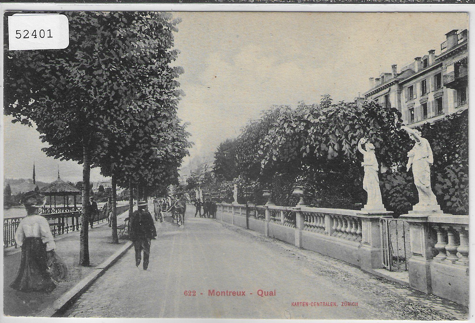 Cartoline postali: Montreux - Quai - Kutsche - animee – Usato da Ettingen venduto da Kartenplanet
