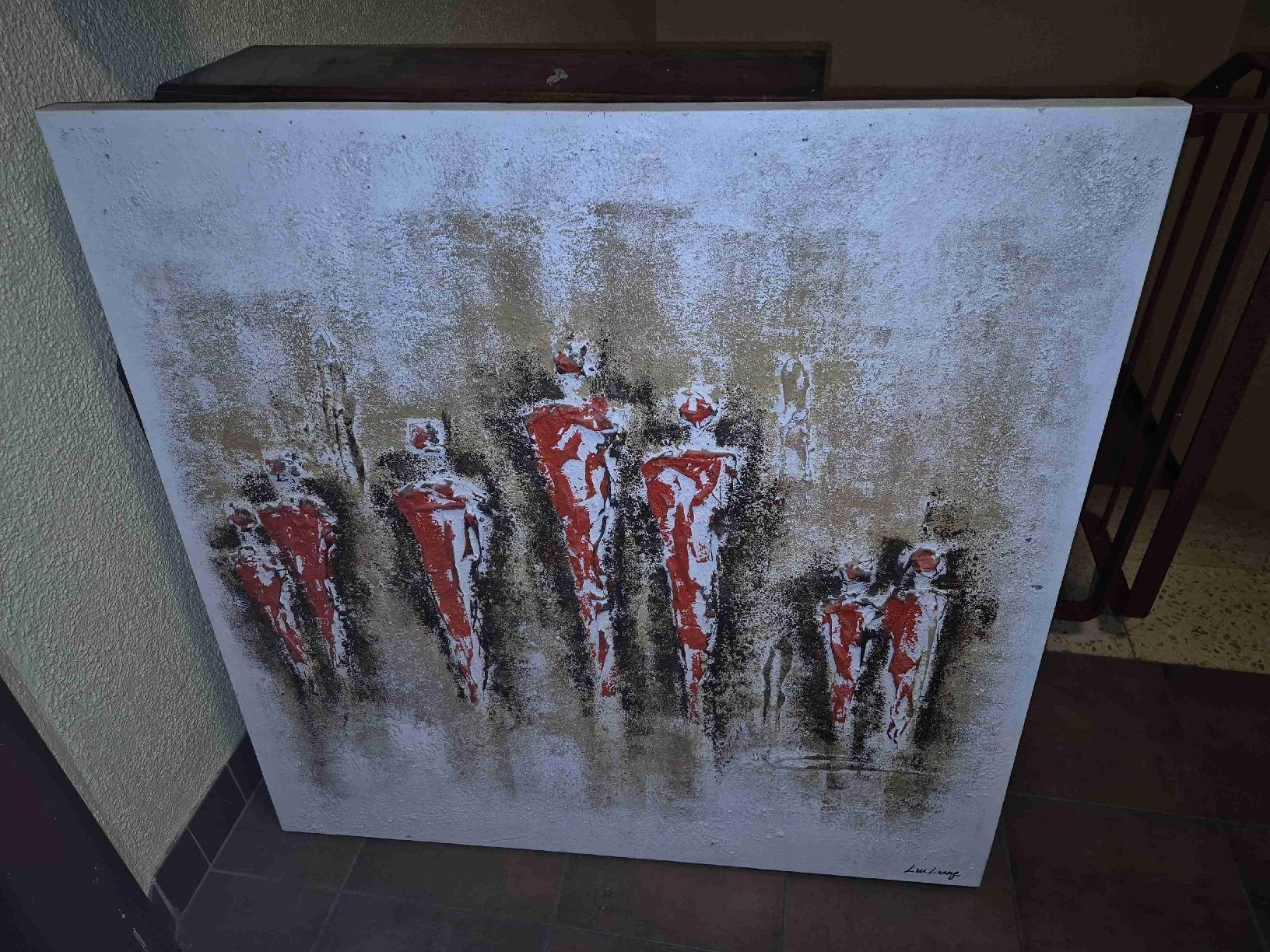 Tableaux: Tableau abstrait figures rouges et blanches occasion – D'occasion à Penthalaz par yve_wsq8