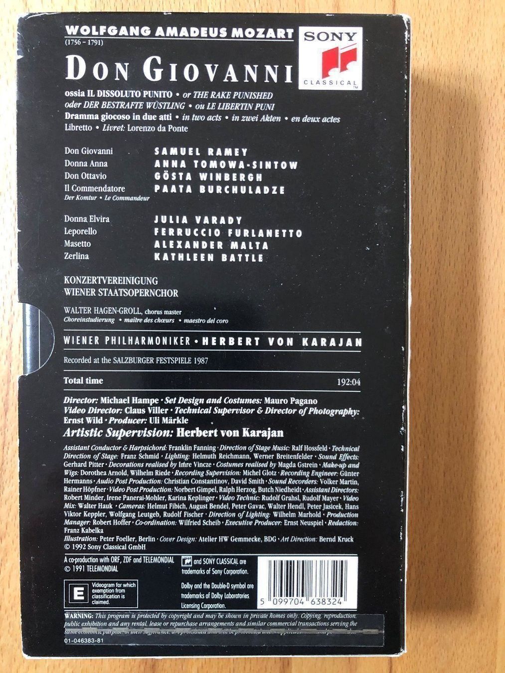 Tutti i VHS: VHS Mozart Don Giovanni Karajan Live – Usato da Basel venduto da Cambes 1