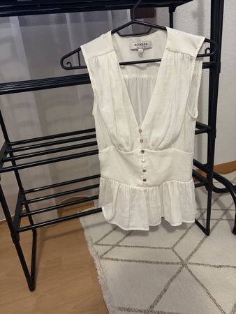 Bluse Morgan weiss mit Knopfleiste Grösse 34 Zustand gut