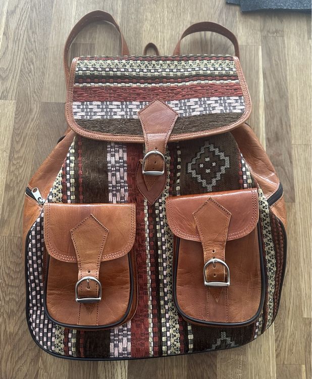 Vintage Leder und Textil Rucksack | Kaufen auf Ricardo
