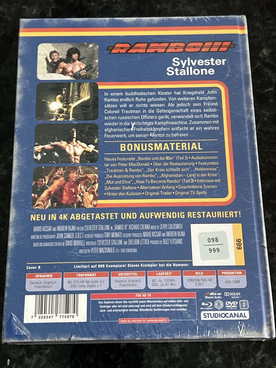 Tutti i DVDs: Rambo 3  2 Disc Mediabook OVP – Nuovo e nell'imballaggio originale da Buckten venduto da Dominoluna 1