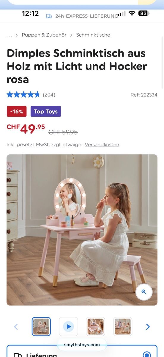 Kosmetik-& Massageliegen: Girls make up table pink with light – Gebraucht aus Thalwil von Luc_vda 1