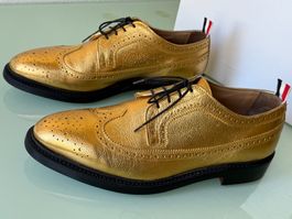 THOM BROWNE Brogue Derby Oxford Gold Leder Schuhe 44