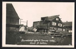 Foto-AK Grub, Sturmkatastrophe 1919, zer