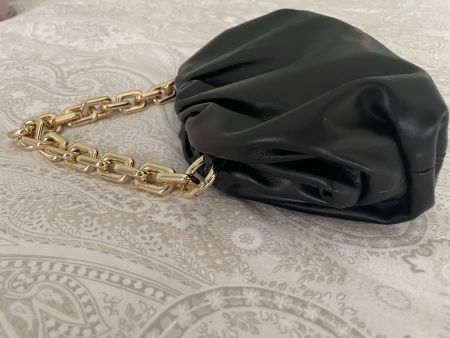 Seidenfelt Handtasche Imitationsleder schwarz - gold