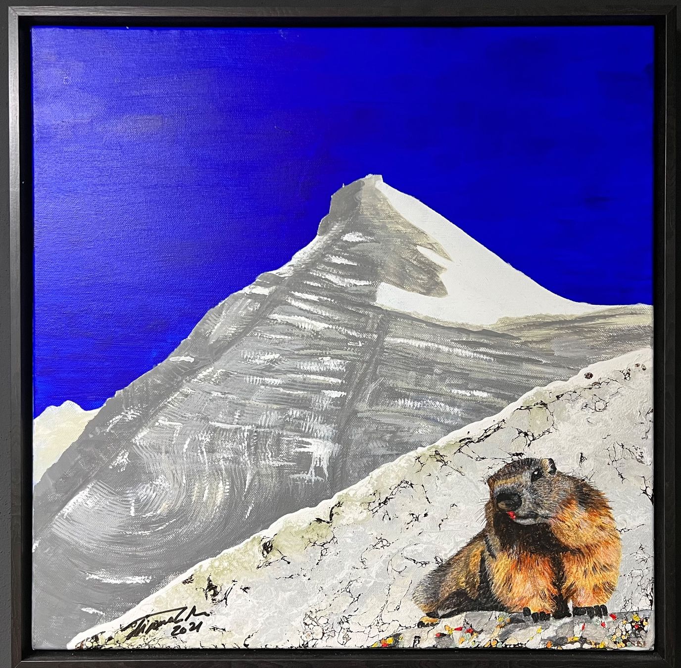 Dipinti: Faulhorn Murmeltier Original Gemälde Acryl Mischtechnik – Nuovo (secondo la descrizione) da Ennetbürgen venduto da haeusi01