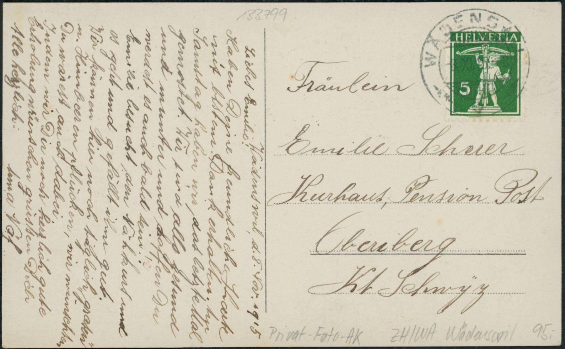 Cartoline postali: ZH Wädenswil – Usato da Schindellegi venduto da leecollect 1