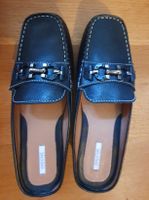 Geox schwarze Leder Pantoletten Mokassins  Gr. 39