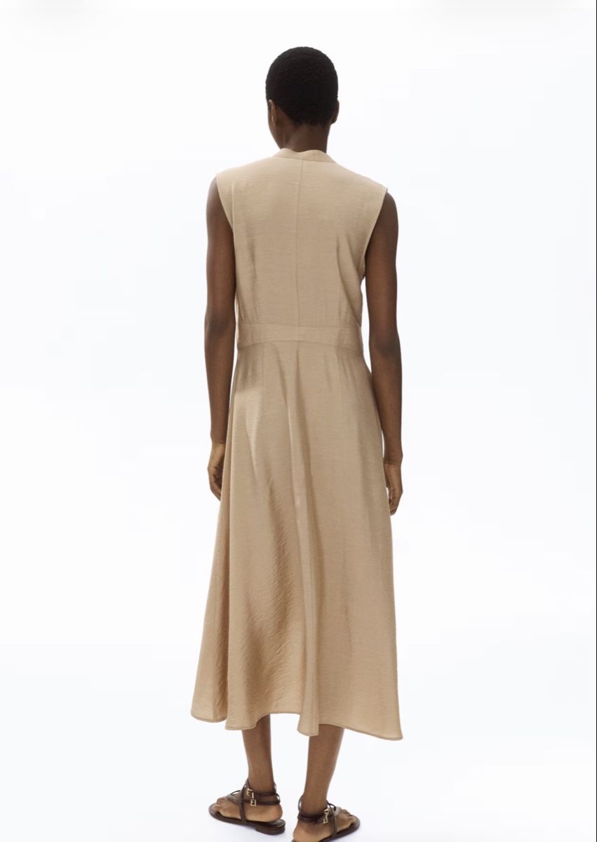 H&M Vestiti: Beiges, langes Blusenkleid mit Bindegürtel – Nuovo e nell'imballaggio originale da Niederhasli venduto da kri_yp5n