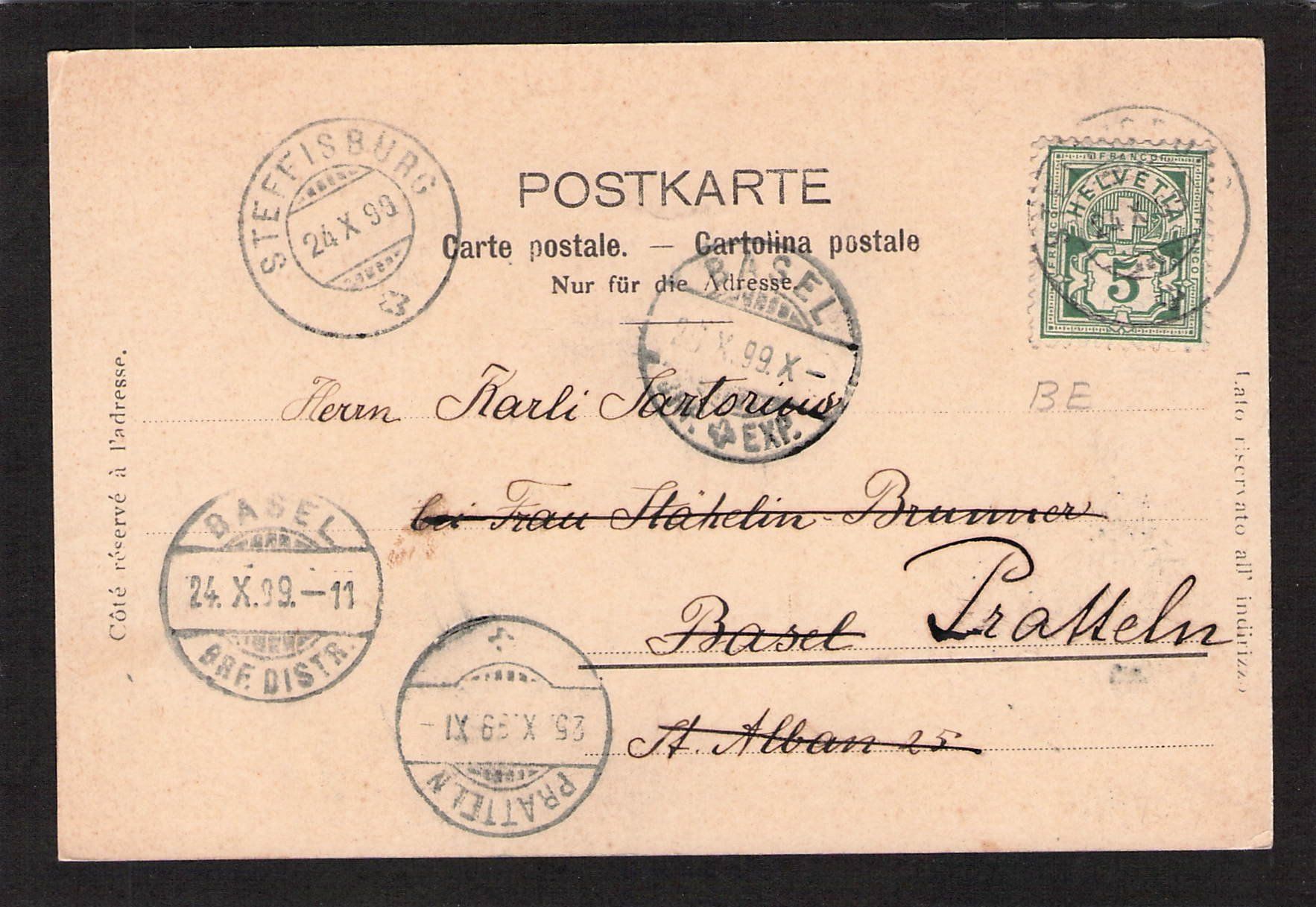 Cartoline postali: #Steffisburg BE , gel. 1899 – Usato da Reichenburg venduto da Pipo-67 1