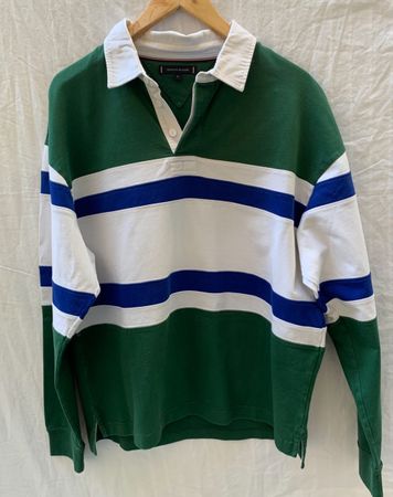 Superbe sweat polo TOMMY HILFIGER rayé manches longues t.XL