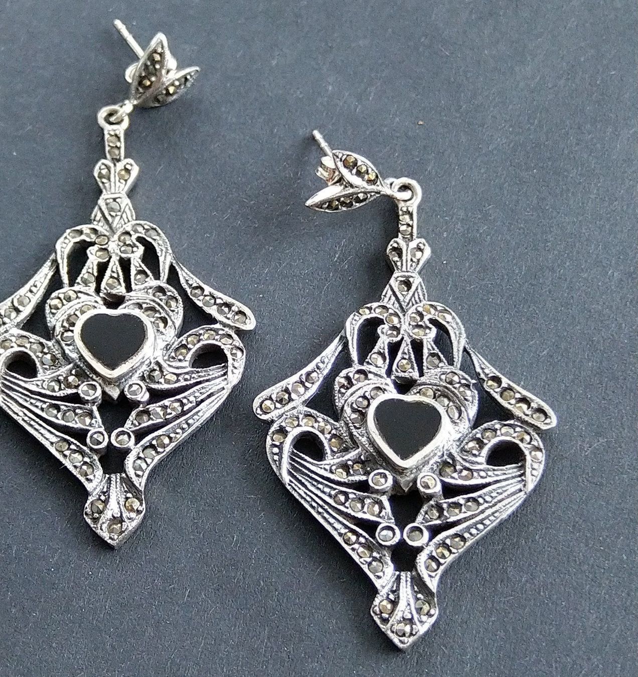 Ohrringe & -stecker: OHRRINGE  925 SILBER MIT HERZ UND MARKASITEN – Gebraucht aus Romanshorn von BoutiqueA 3