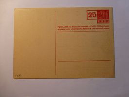 Postkarte mit bezahlter Antwort, Überdruck der Karte Preis