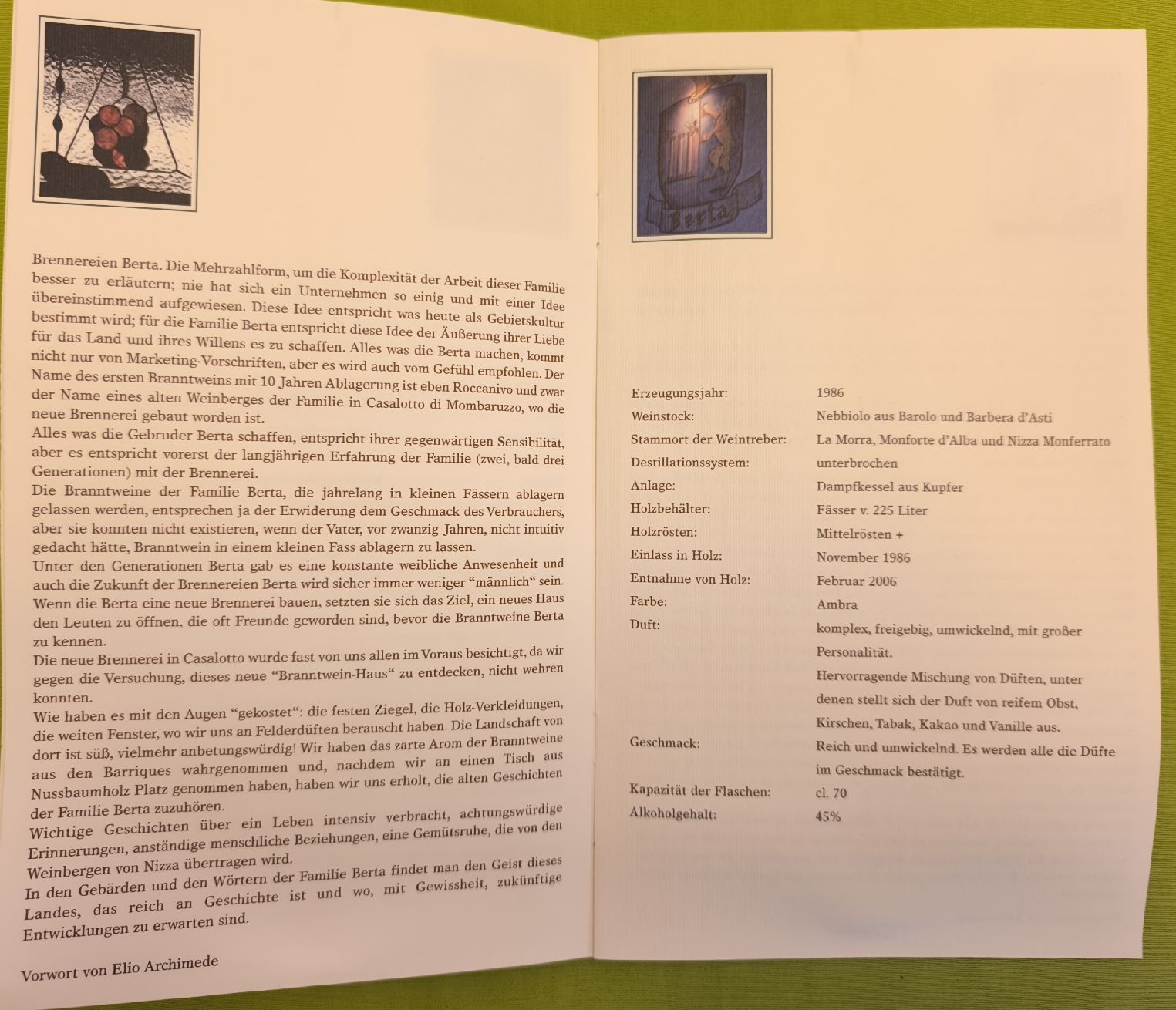 Berta Bevande alcoliche: Paolo Berta Grappa 1986 mit OHK – Nuovo e nell'imballaggio originale da Zürich venduto da Samba66 3