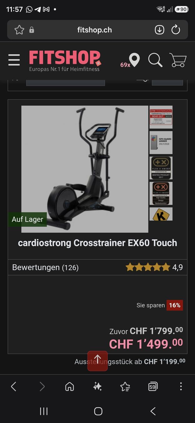 CardioStrong Hometrainer: cardiostrong Crosstrainer EX60 - CST-EX60 – Gebraucht aus Gerlafingen von Gunlo82